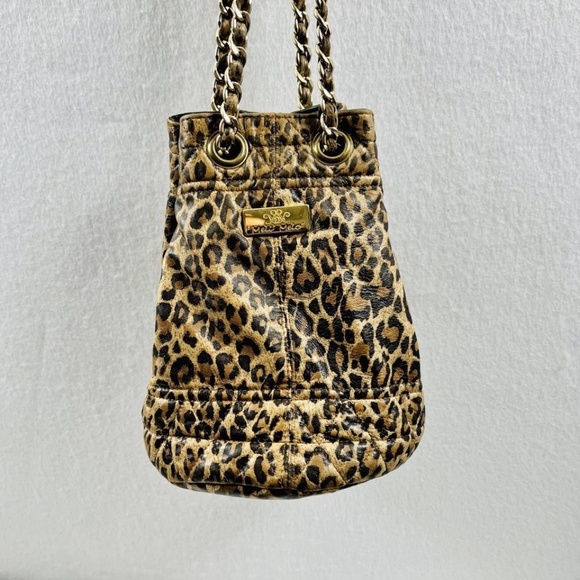 Meli Melo Bucket Drawstring Cheetah Soft Calf Hair Shoulder Bag - Picture 1 of 9